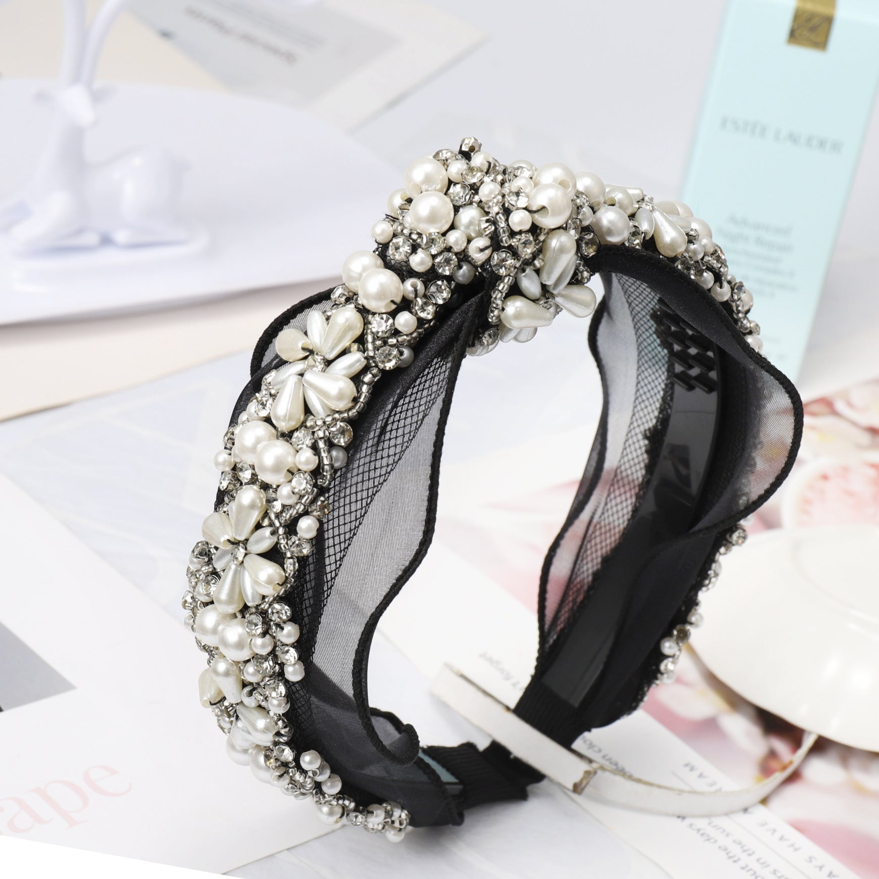 Crystal pearl lace Headband