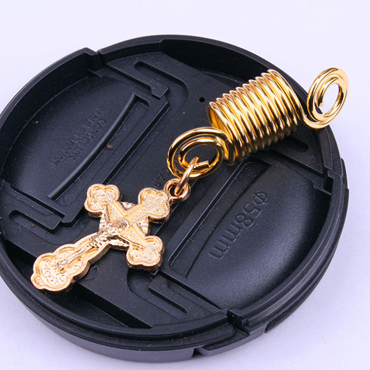 Alloy Cross Pendant Headdress Spring Ring