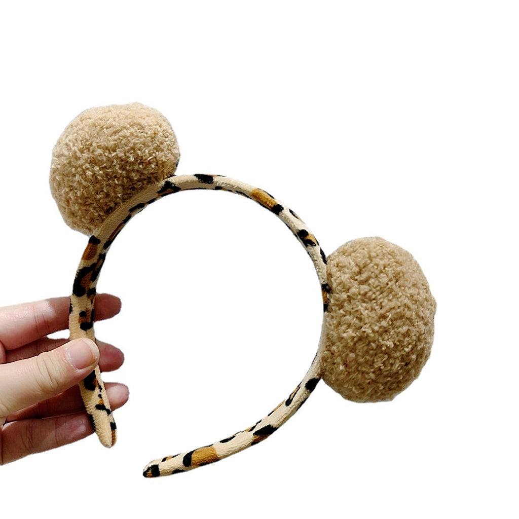 Plush Fluffy Leopard Bow Headband