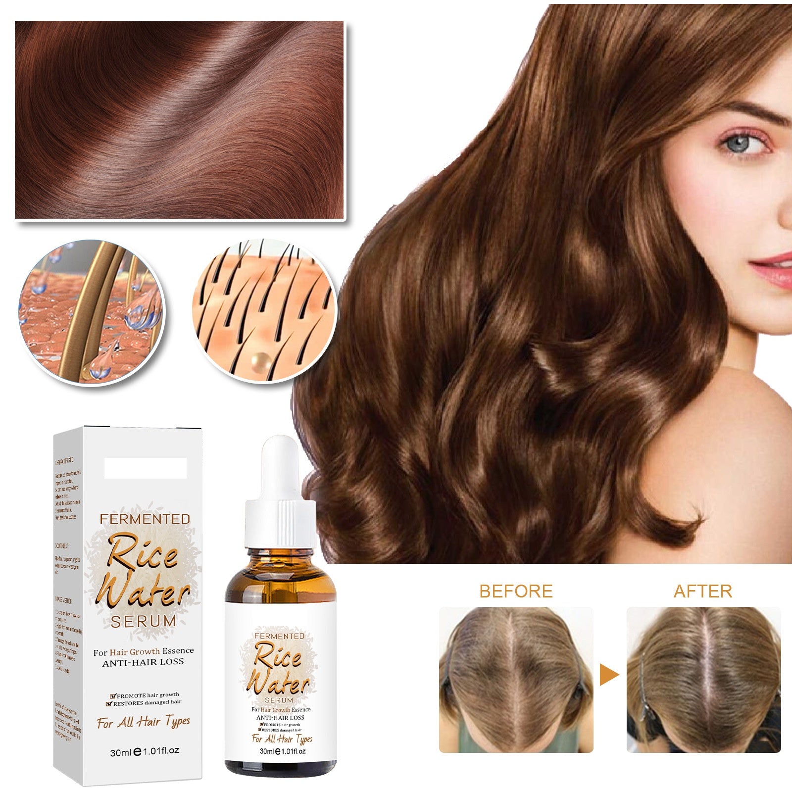 Rice Water Hair Essential Oil Improves Dry Hair And Manic Hair Moisturizing Serum