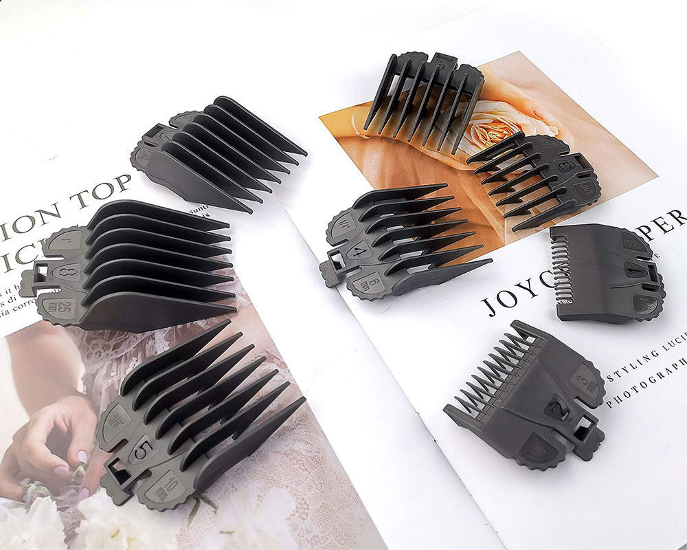 Hair Clipper Positioning Comb 8-piece Plastic Black Caliper Electric Clipper Position Guide Comb Hair Tools