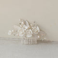 Ceramic Flower Freshwater Pearl Metal Hair Comb Bridal Headpiece