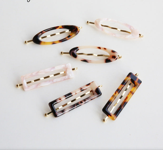 South Korea's Dongdaemun direct delivery Personality minimalist small and versatile  leopard pattern side clips Hairpin word clip