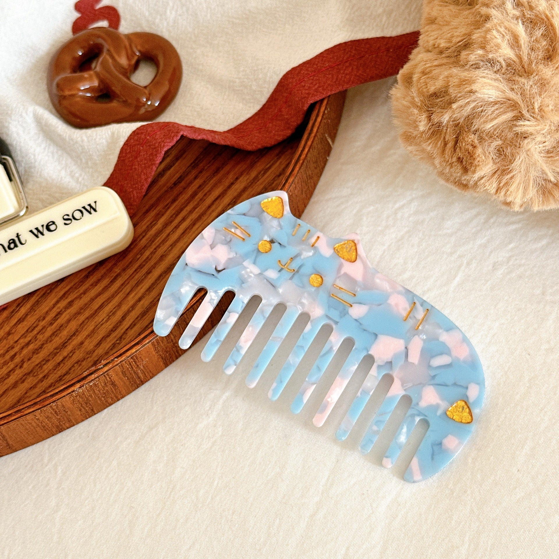 Retro Acetate Portable Cute Cat Comb