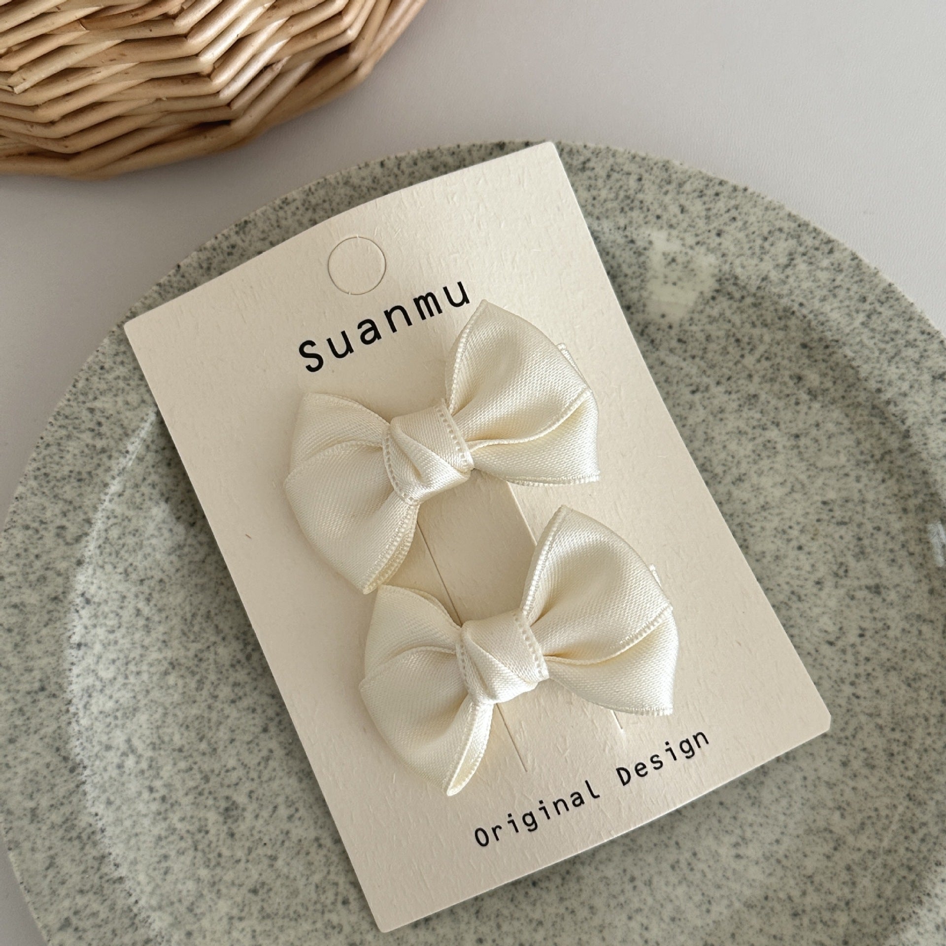 Cream Color Sweet Bowknot Children's Exquisite Side Clip Hairpin