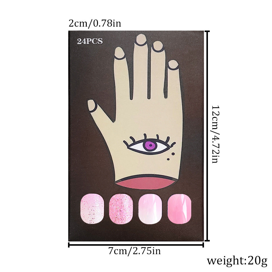 Short Trapezoid Glossy Glitter Gradient Coloring Wear Nail Stickers