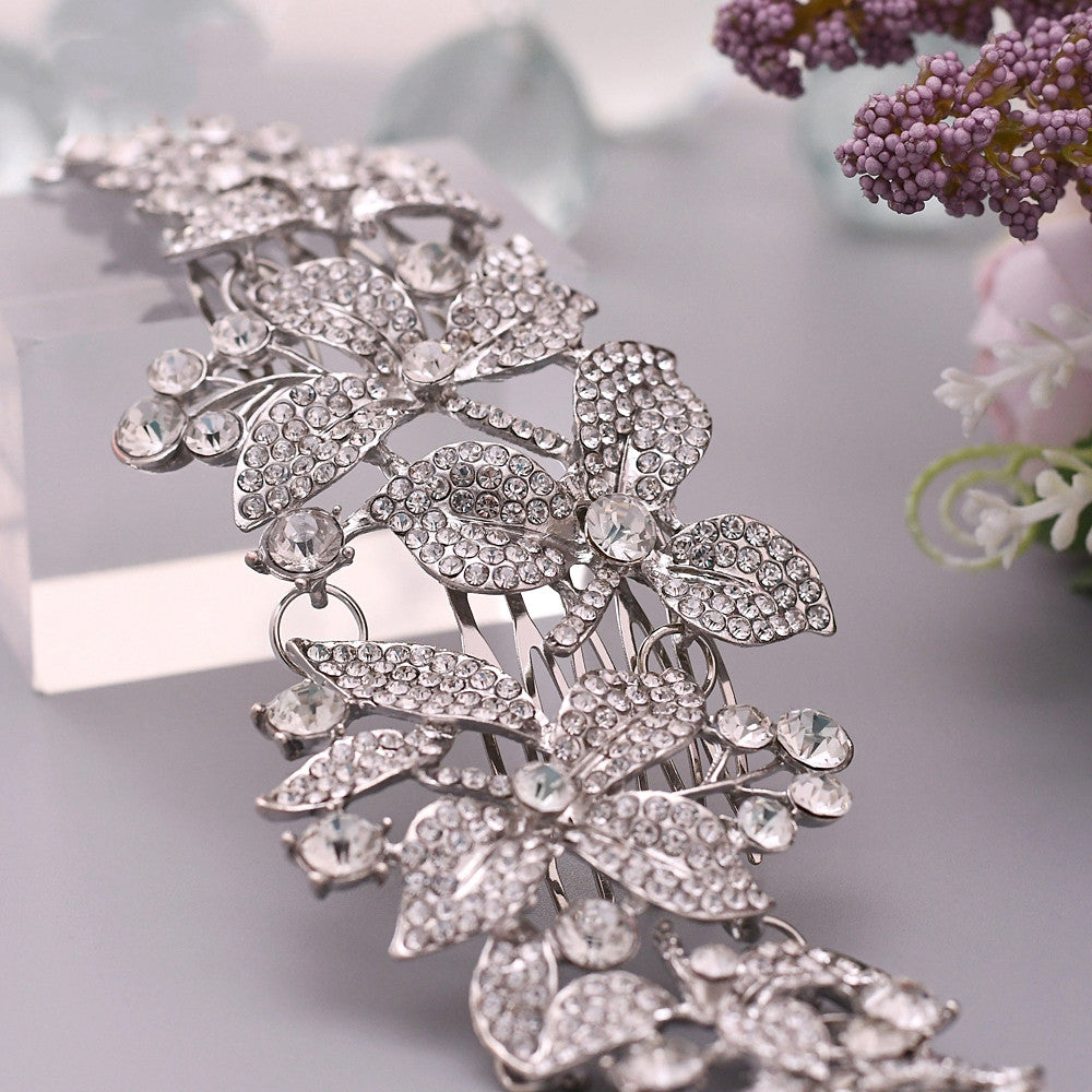 Adjustable alloy flower full drill comb