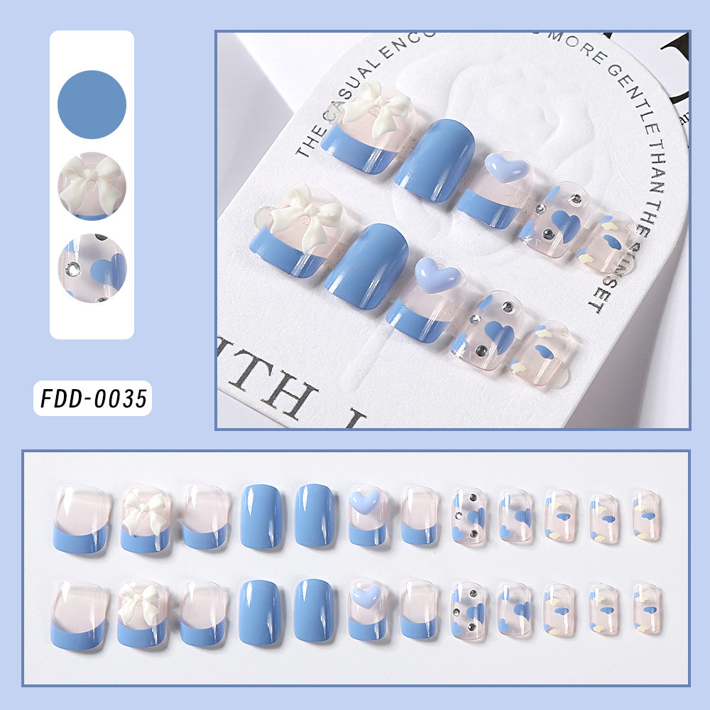 Love Heart Bow Tie Short Nail Tip Wear Armor
