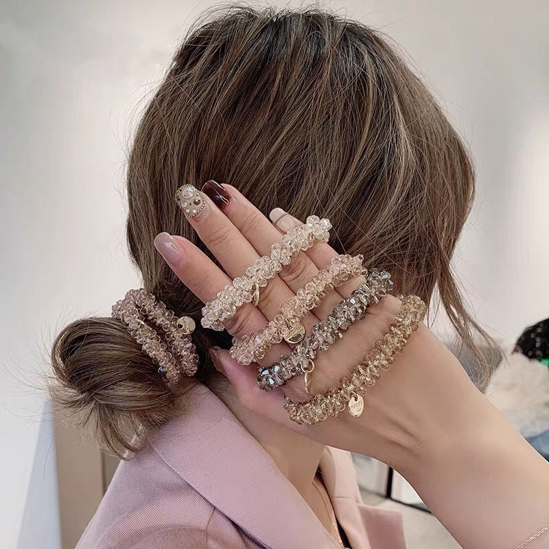 Ladies crystal imitation pearl hair rope