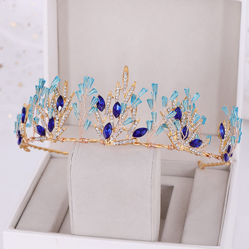 Women's Alloy Blue Crystal Crown Headband