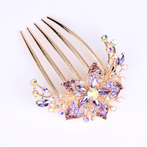Rhinestone plate hair insert comb