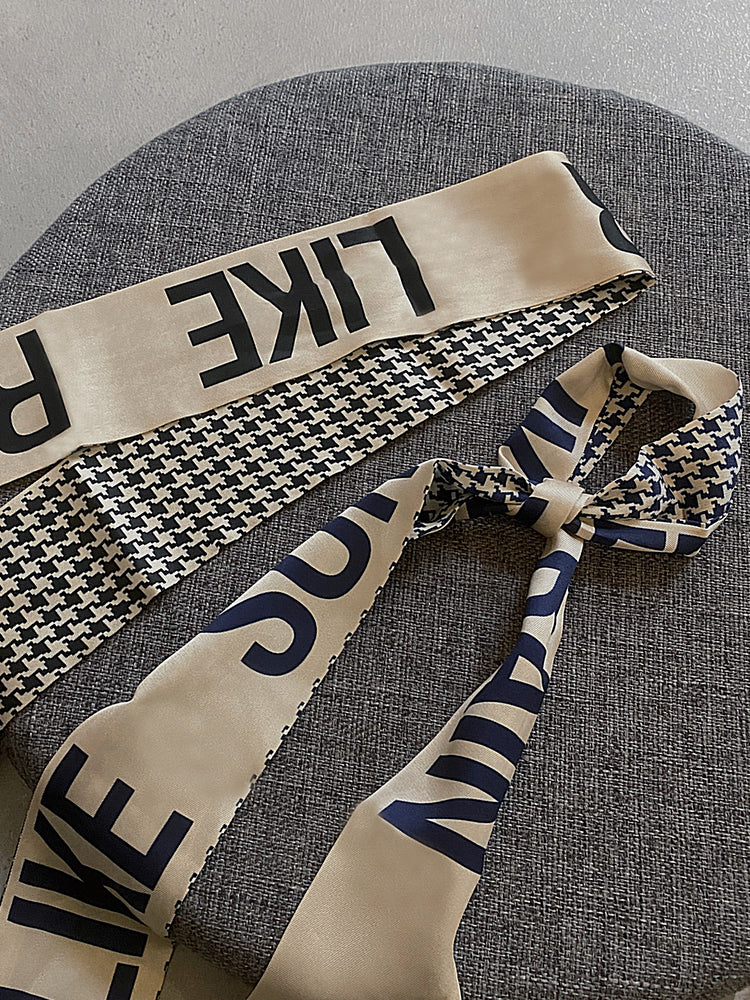 French retro ribbon silk scarf