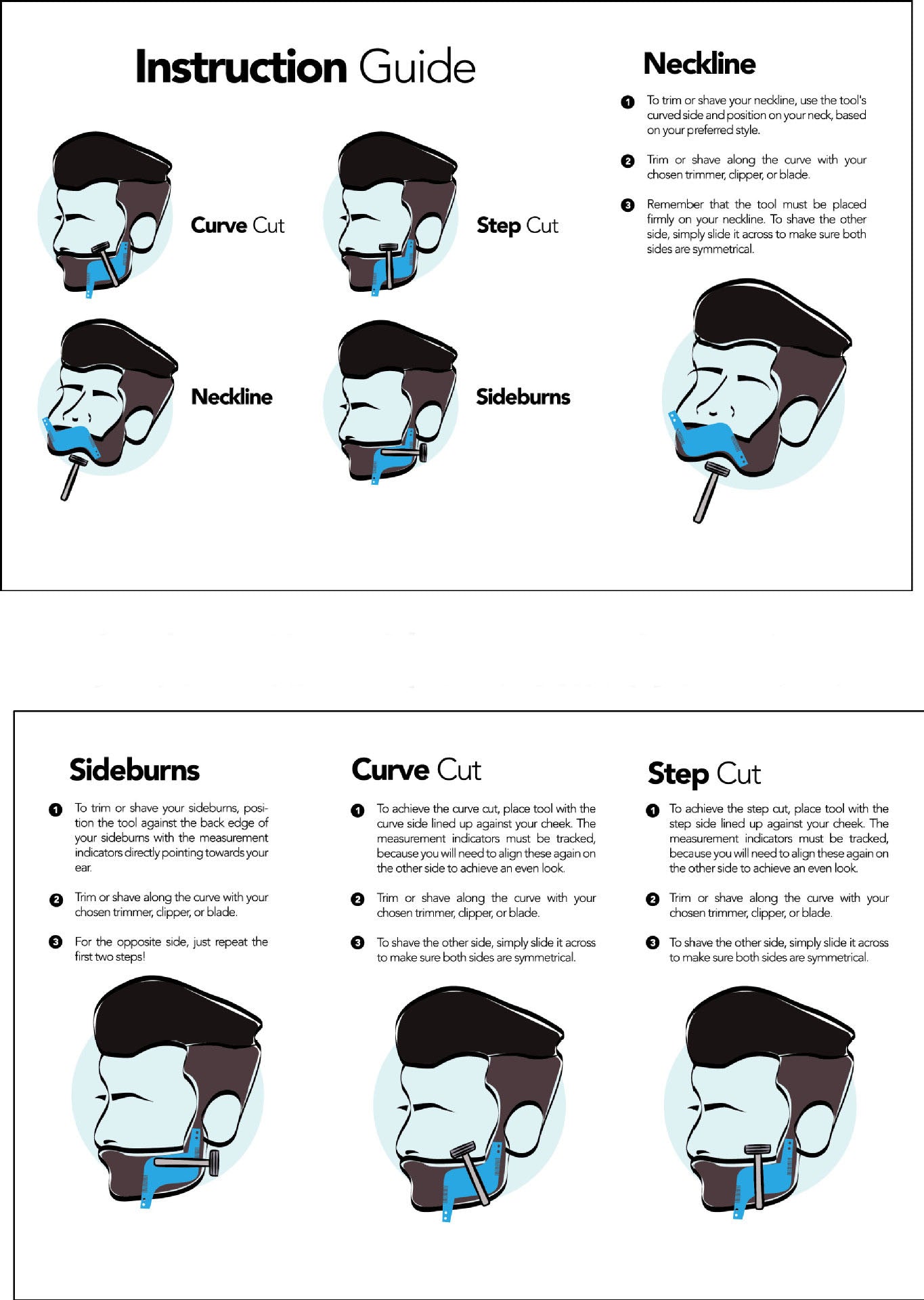 Transparent Appearance Double-sided Beard Styling Comb Modeling Template Ruler Modeling Tool Beard Comb