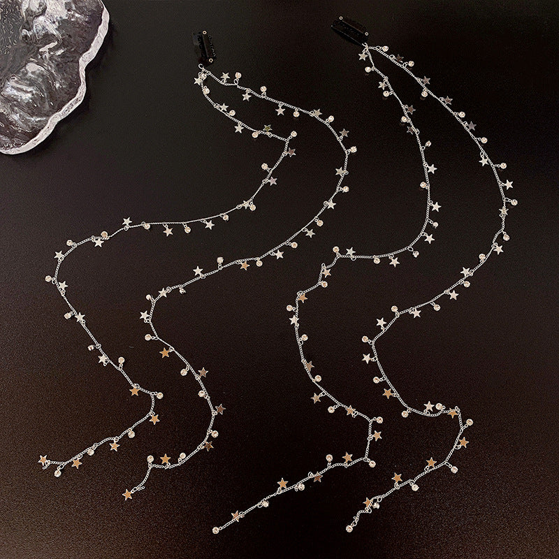 Sparkling Star Braided Hair Chain Long Tassel