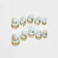 Nail Tip Short Fluorescent Cat Eye Butterfly
