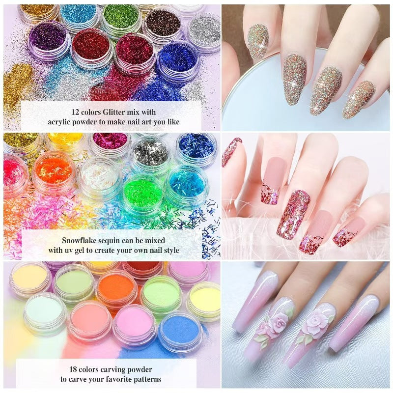 JaaeRed Beginner Nail Art Tool Set With Crystal Liquid Gel Polish