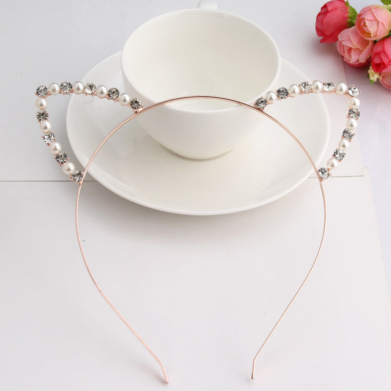 Pearl Diamond Cat Ear Headband