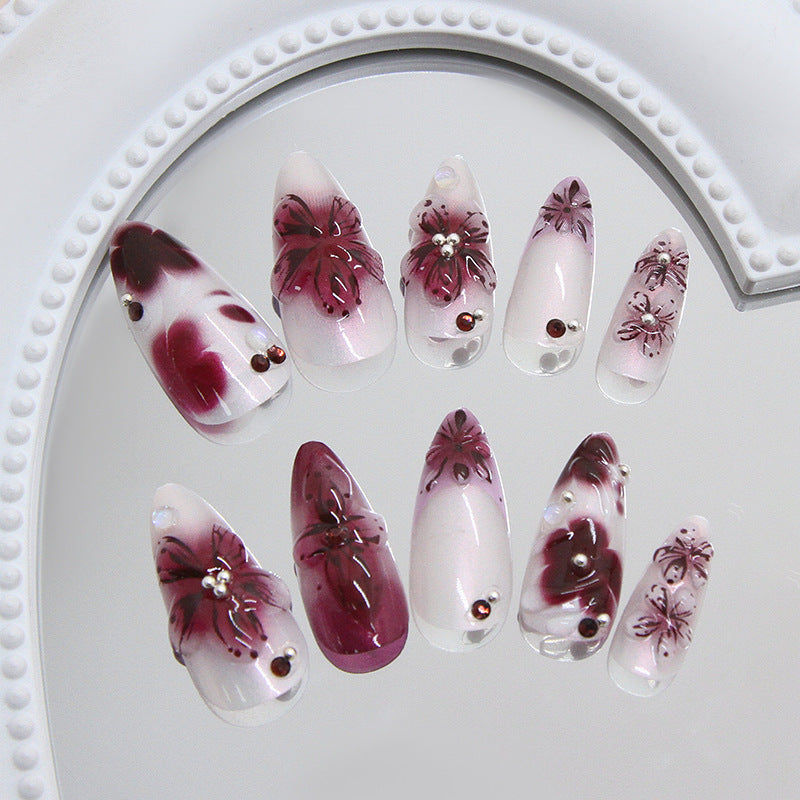 Three-dimensional French Ice Flower Pearl Sweet Cool Minority All-Match Nail Sticker