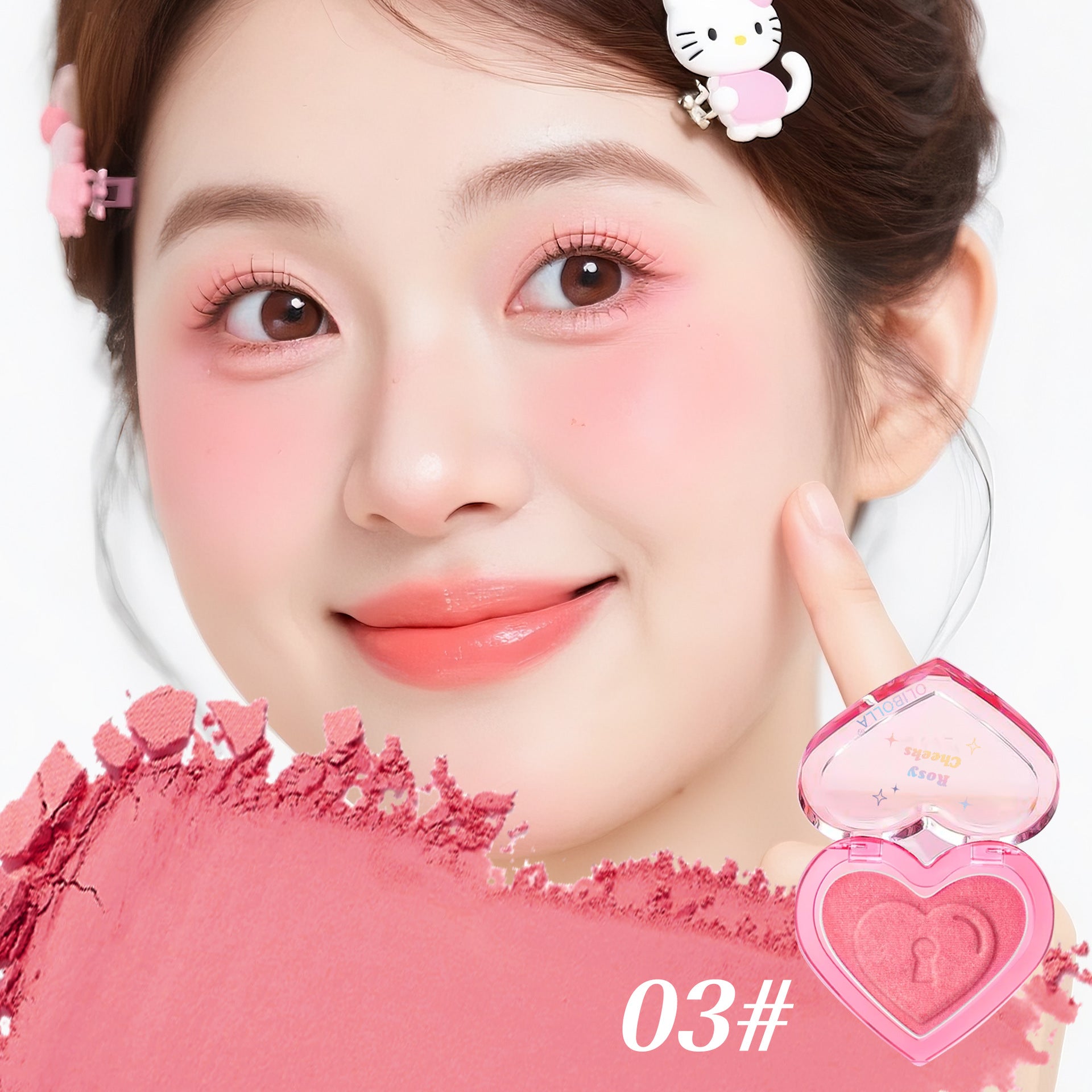Olibolla Peach Heart Blush Contour Compact Not Easy To Fly