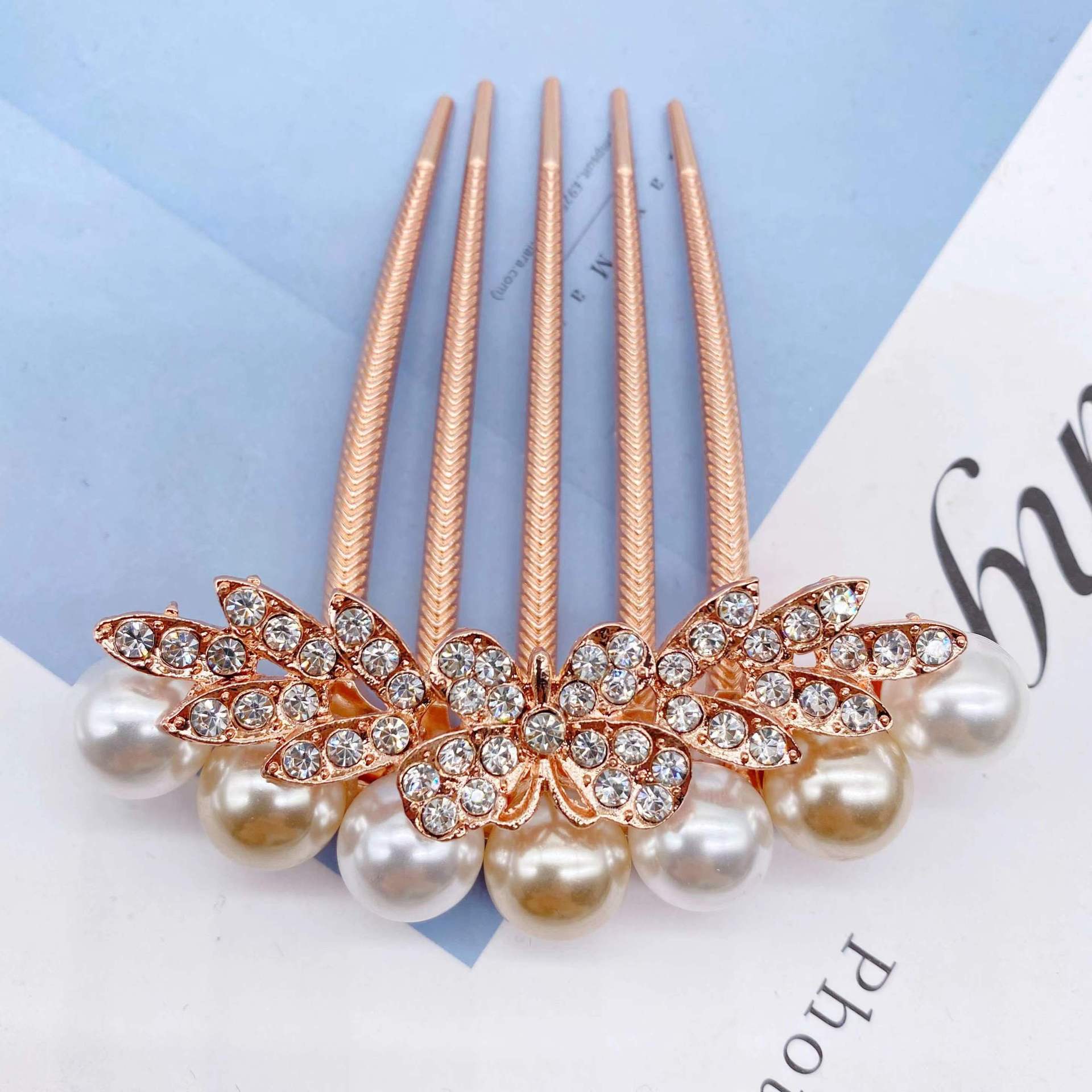Butterfly Five-tooth Comb Hairpin Pill Head Pan Hair Back Head