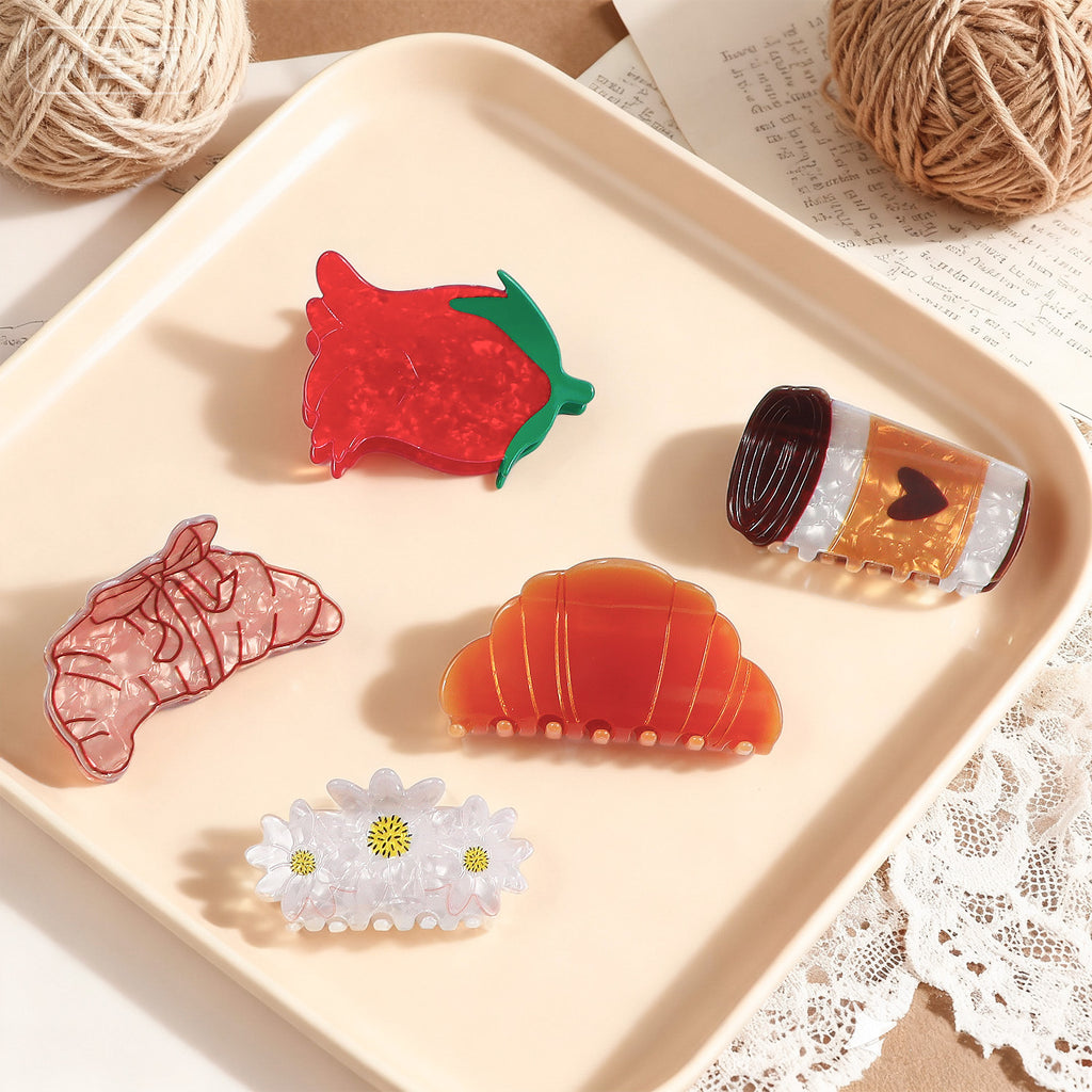 Croissant Coffee Hair Clip Shark Clip