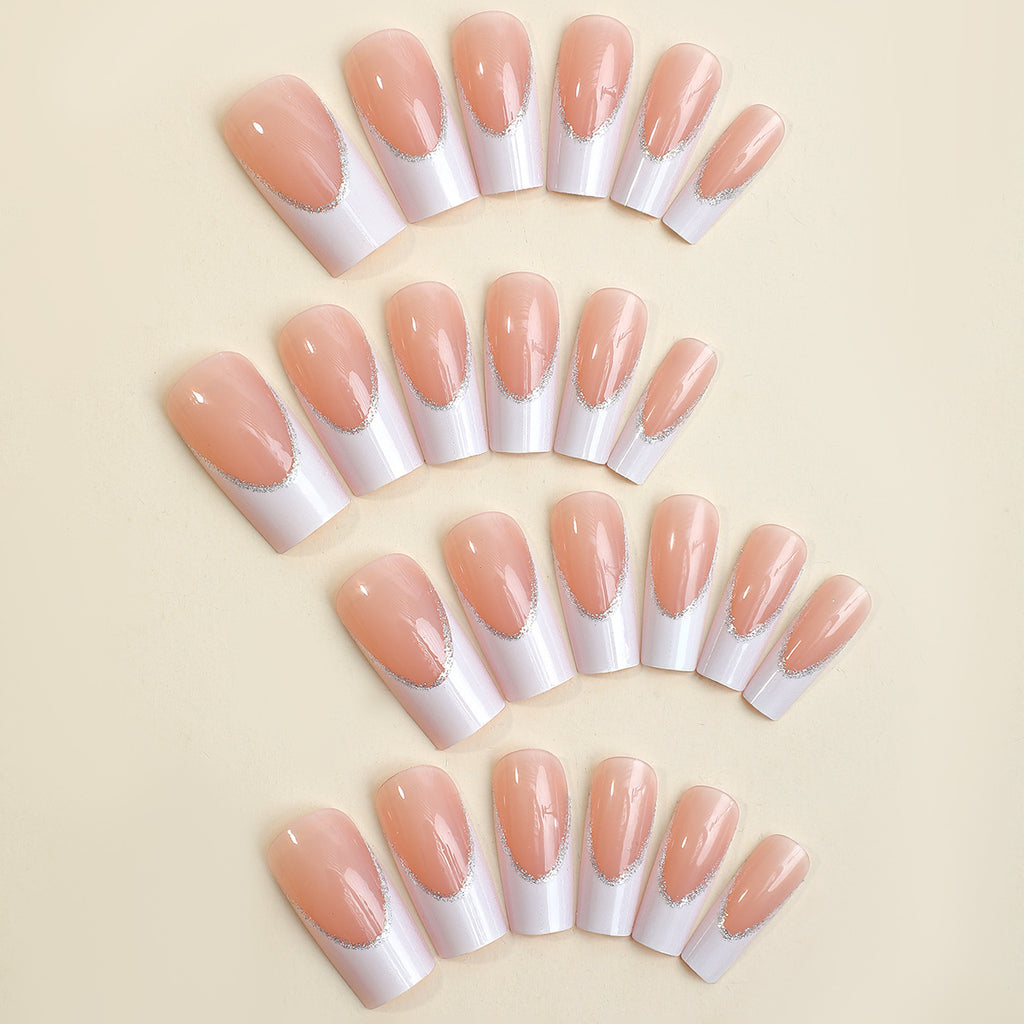 Popular Ready-made Rectangular French-style Wearable Nail Art