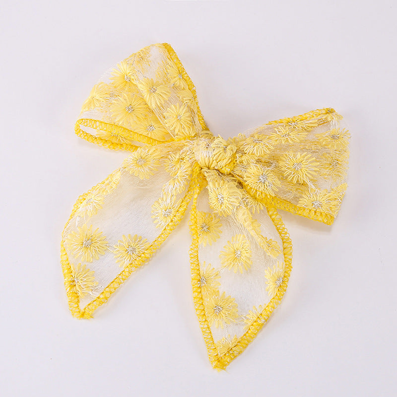 European And American Embroidery Printing Children's Bow Hairpin