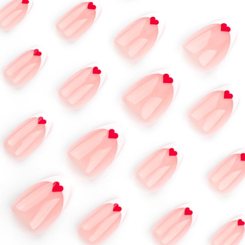 Simple White Wear Nail Tip Red Love