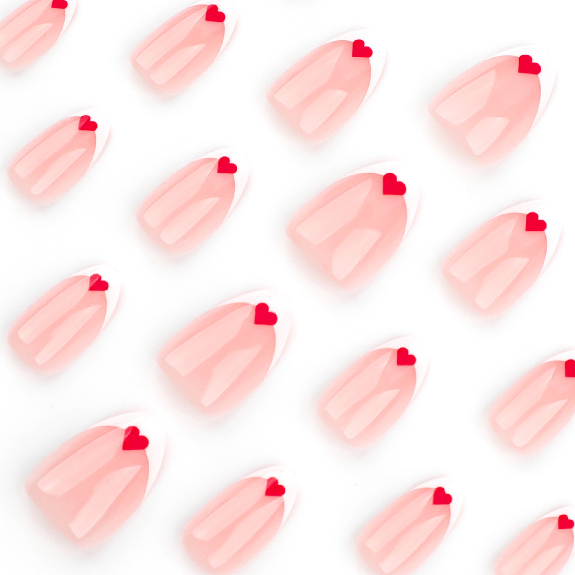 Simple White Wear Nail Tip Red Love