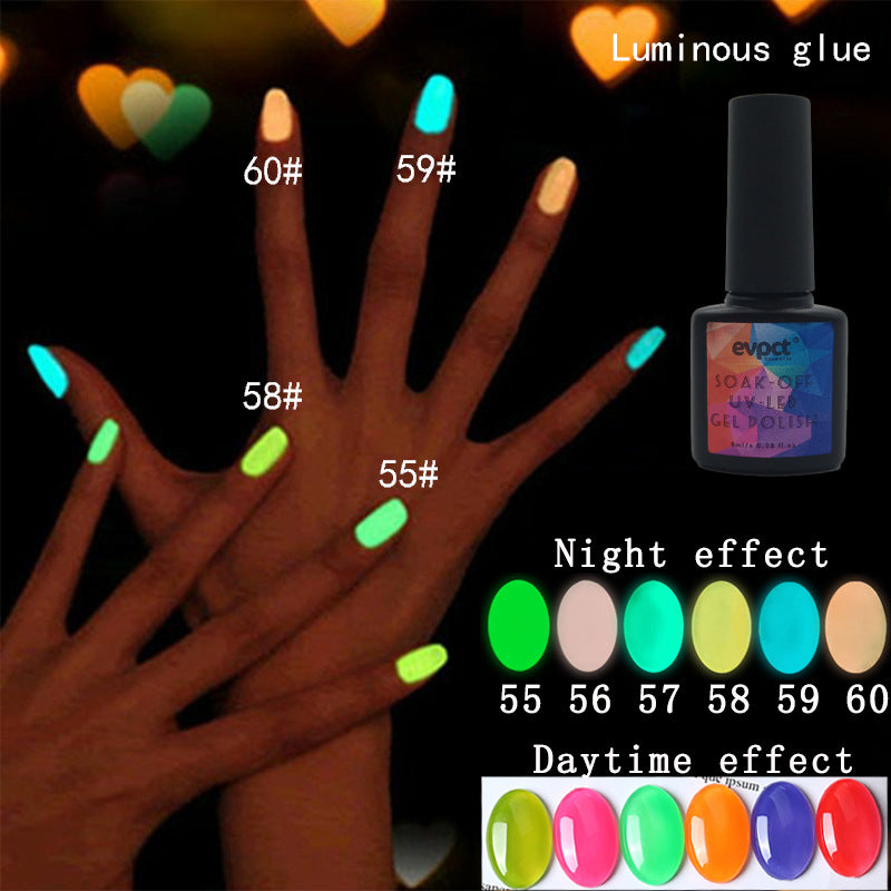 Evpct 6 Colors Luminous Glue Phototherapy Nail Glue UV Polish