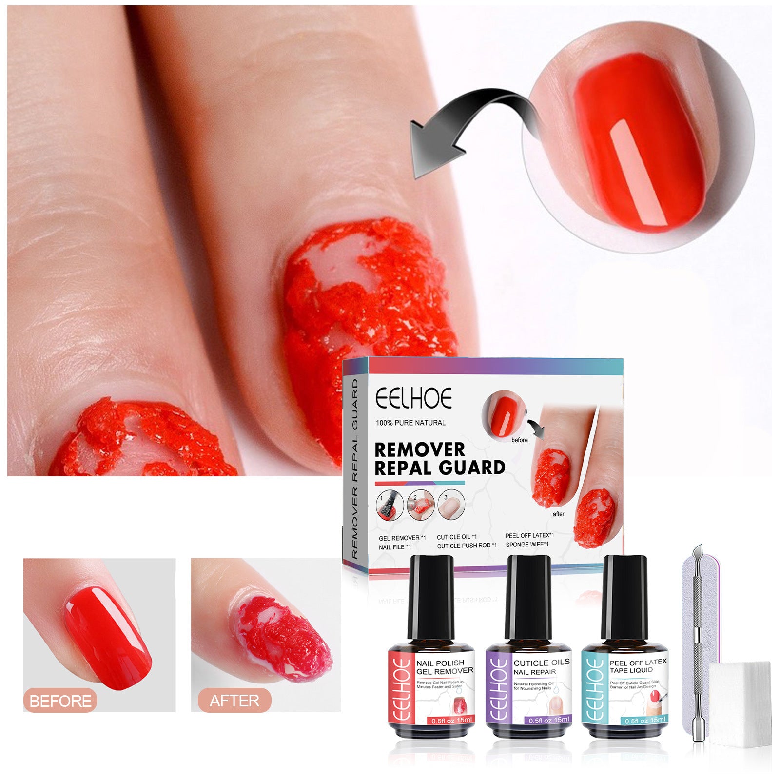 Eelhoe Gel Nail Polish Remover Easily And Quickly Dissolves Nails