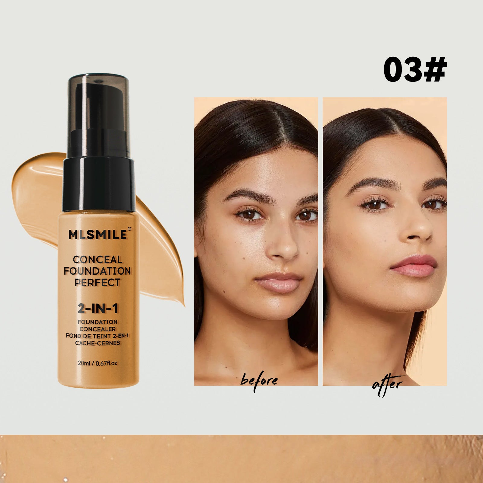 Moisturizing Long Lasting Smear-proof Makeup Concealing Foundation