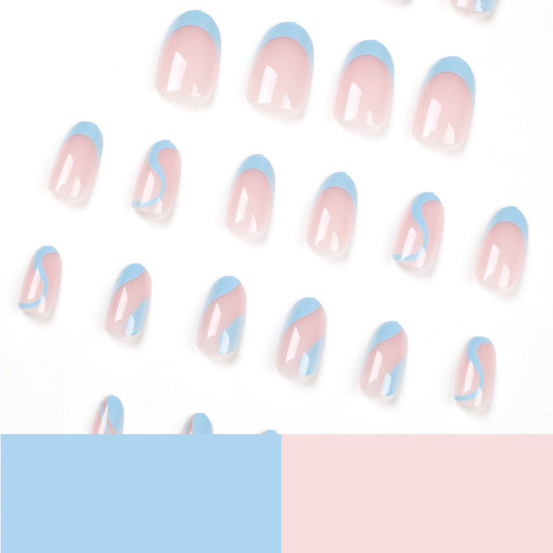 French Blue Wave Nail Sticker Finished Detachable