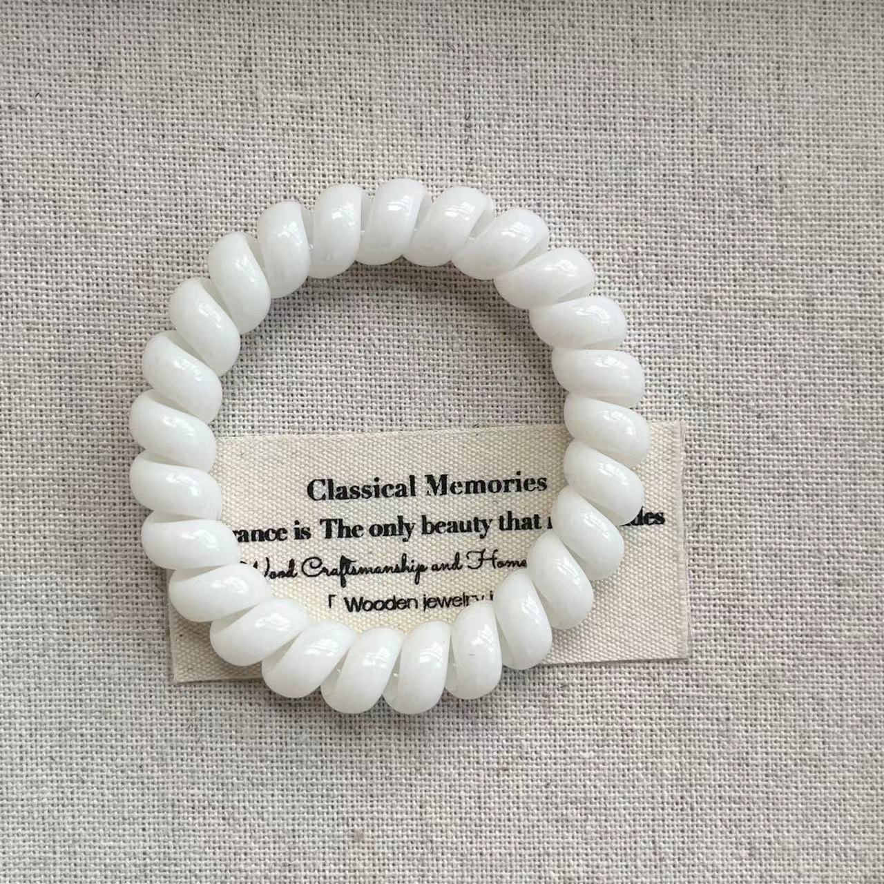 Black Telephone Cord Hair Tie For Women High Elasticity
