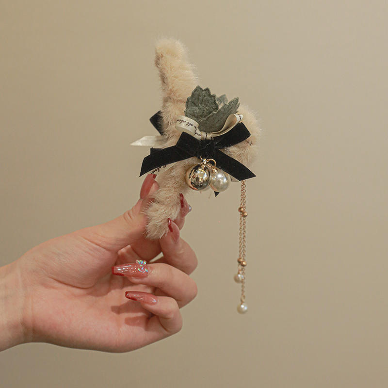 Plush Girl Bell Clip Christmas Hair Ornament