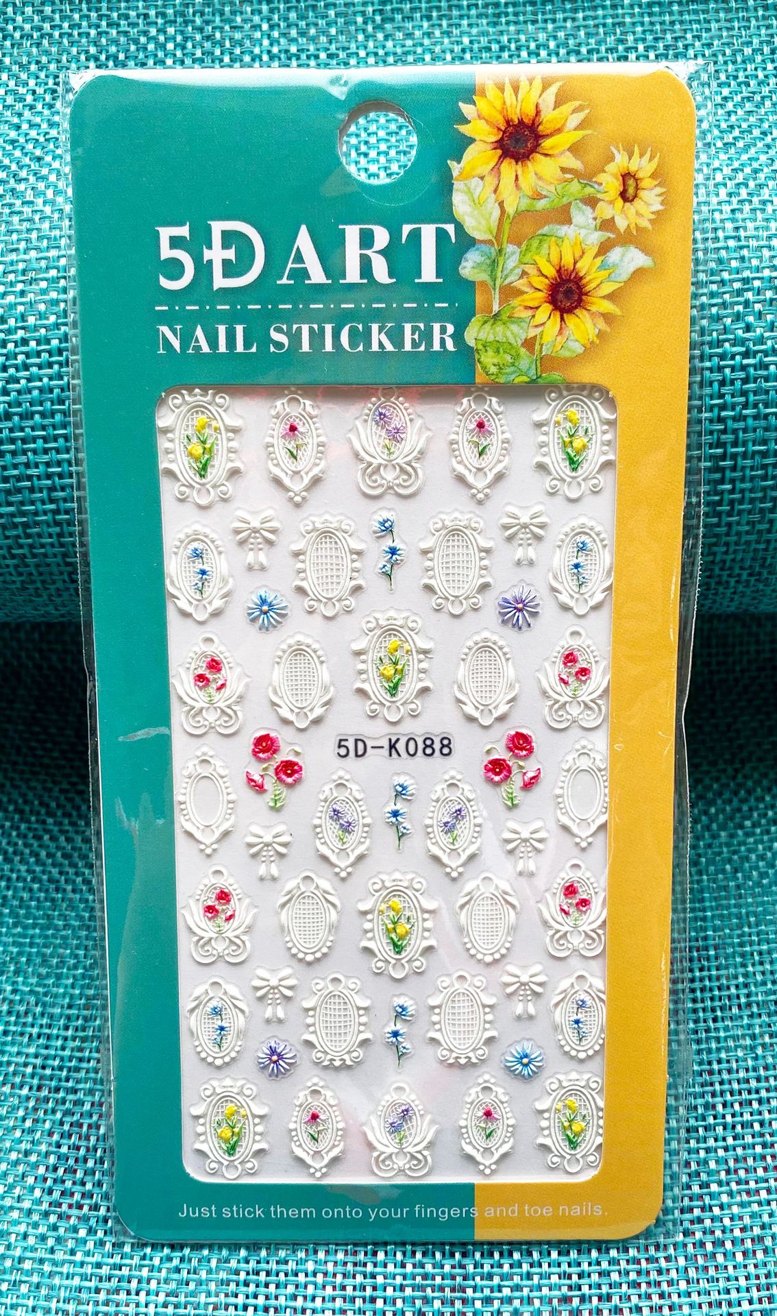 5D Art Embossed Nail Sticker Plaid Nail Sticker Three-dimensional Bow Nail Sticker Summer Nail Sticker