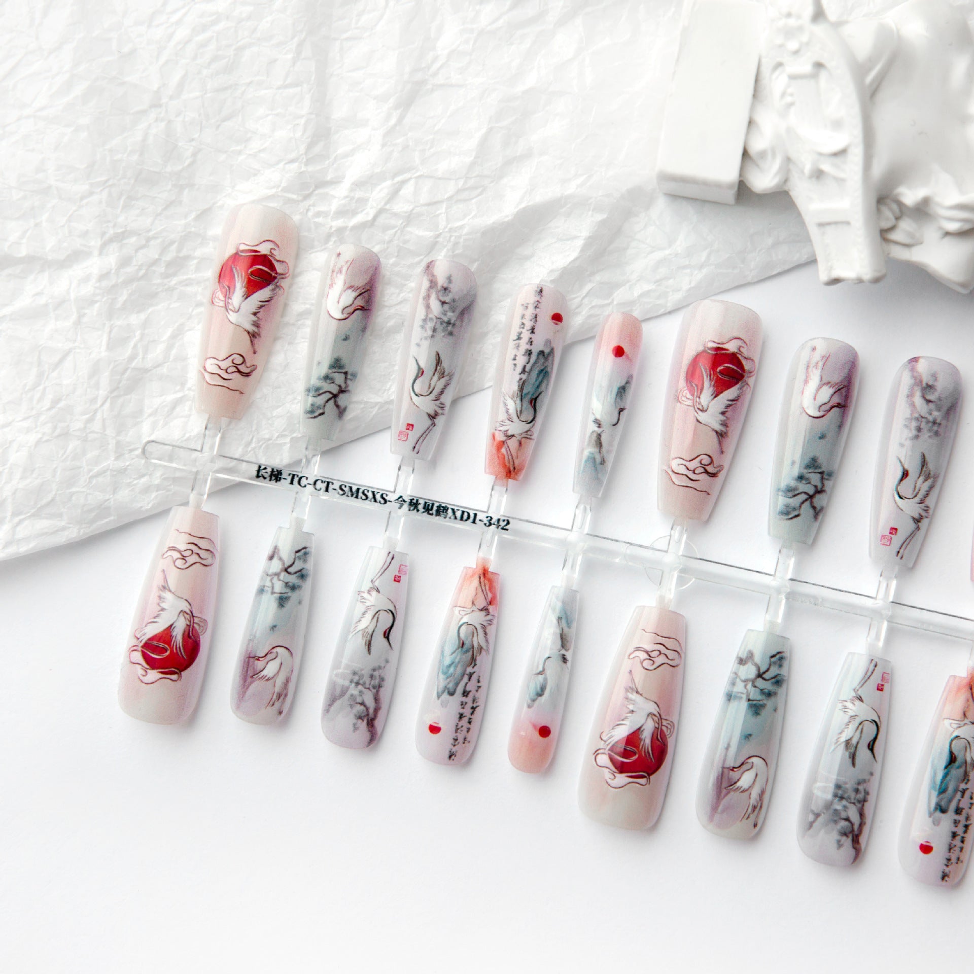Chinese Style Landscape New Chinese Style Butterfly Crane Nail Beauty Bright Surface