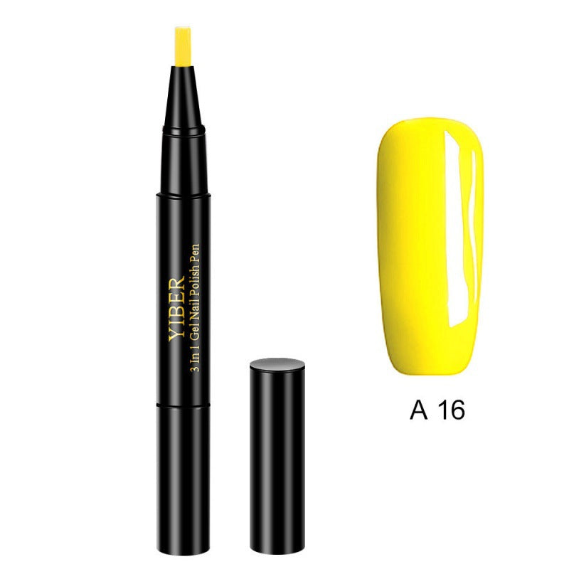 Yiber 5pcs Nail Polish Pen 3 In 1 One Step Glue Pen Multicolor