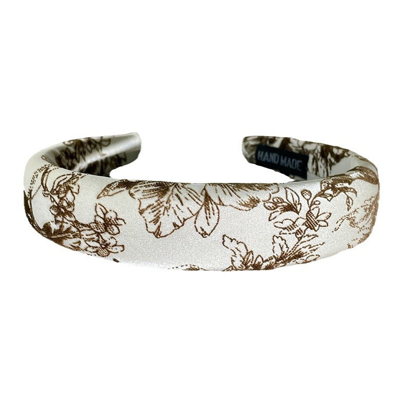 Champagne National Style Velvet Print Fine Sponge Headband