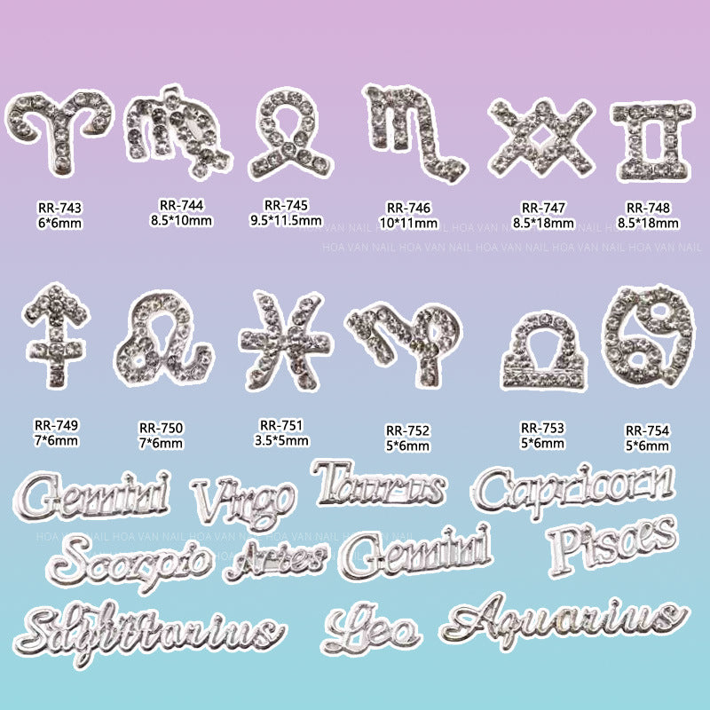 Creative 3D Twelve Zodiac Sign Nail Art Accessories