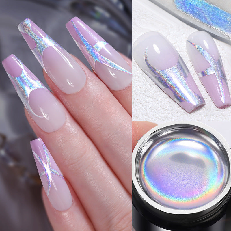 Born Pretty Mirror High-density Hook Line Embellishment Flower Metal Silver Wear-resistant Nail Hand-painted Glue