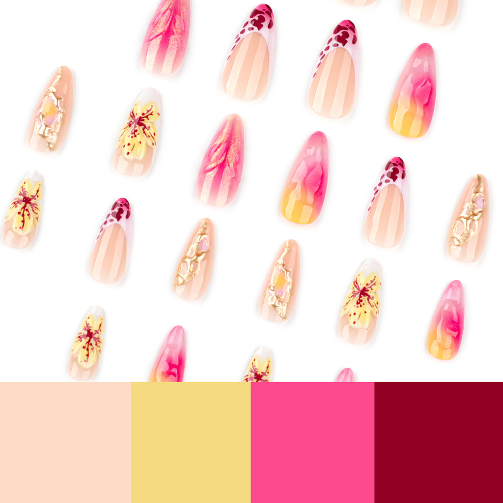 French Leopard Print Gradient Wear Nail Manicure 3D 3D Flower