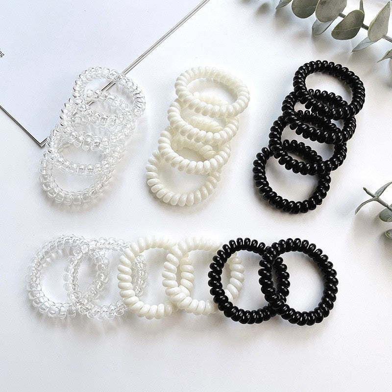Black Telephone Cord Hair Tie For Women High Elasticity