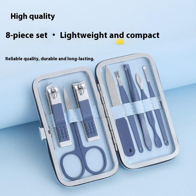 Stainless Steel Nail Scissors 8-piece Set Candy Color Manicure Implement Nail Clippers