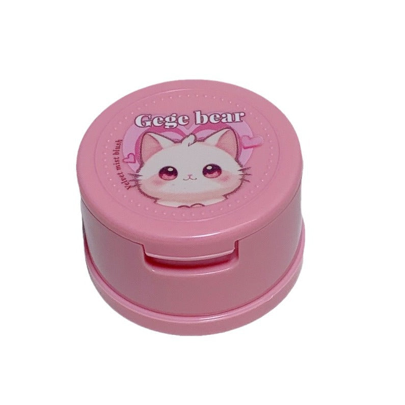 Gege Bear With Powder Puff Cushion Blush White Matte Nude Makeup
