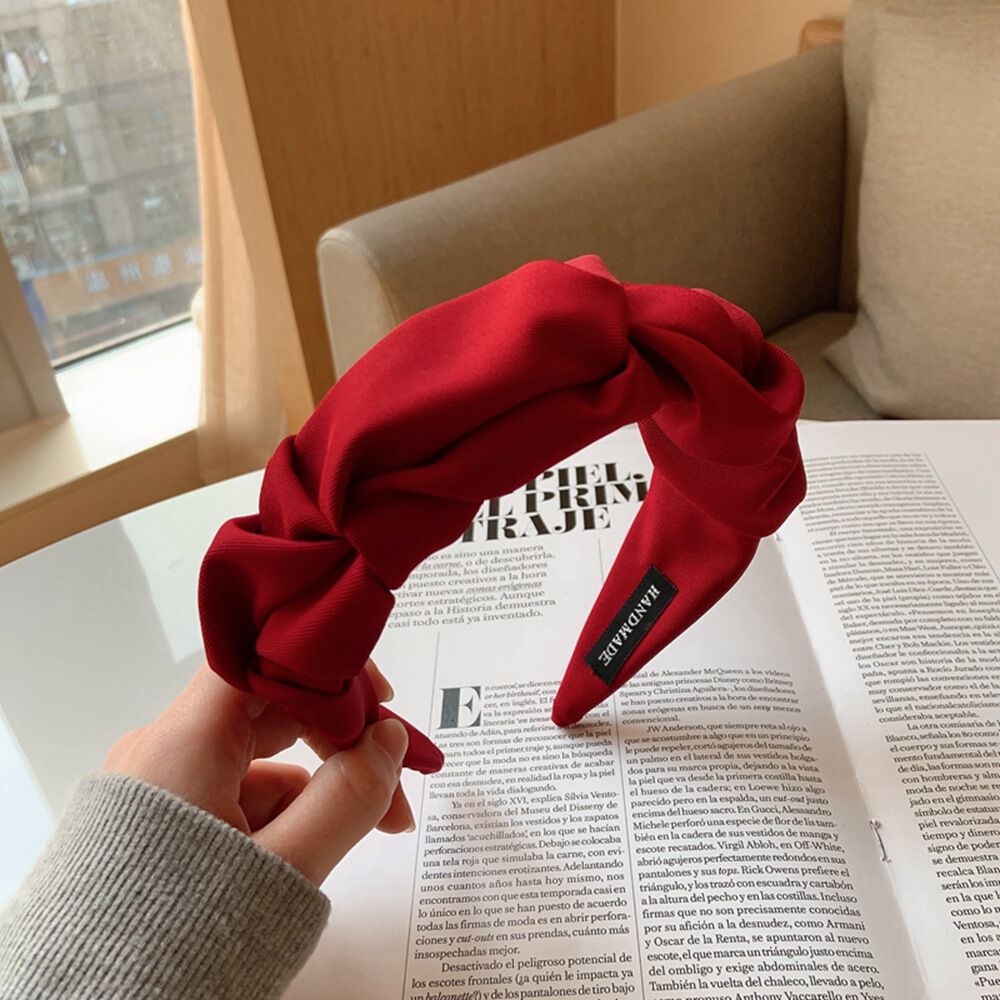 Women's Temperament Pleated Wide Brim Solid Color Headband