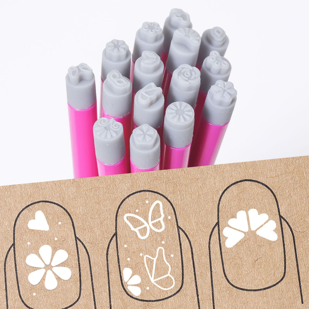 Nail Art Stamp Pen With Butterfly And Floral Designs DIY Nail Printing Pen Transfer Tool For Nail Art