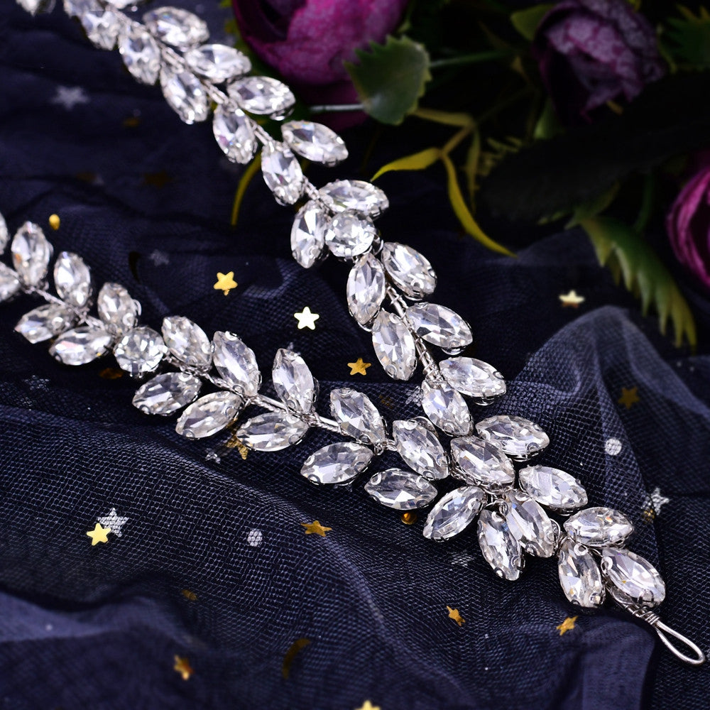 Bridal Headwear Silver Double Strand Rhinestone Headband Simple