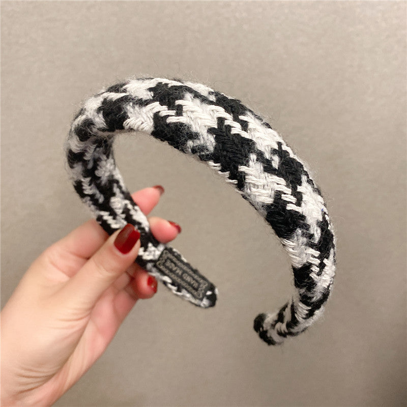 Women's Knitted Sponge High Skull Top Wide Headband