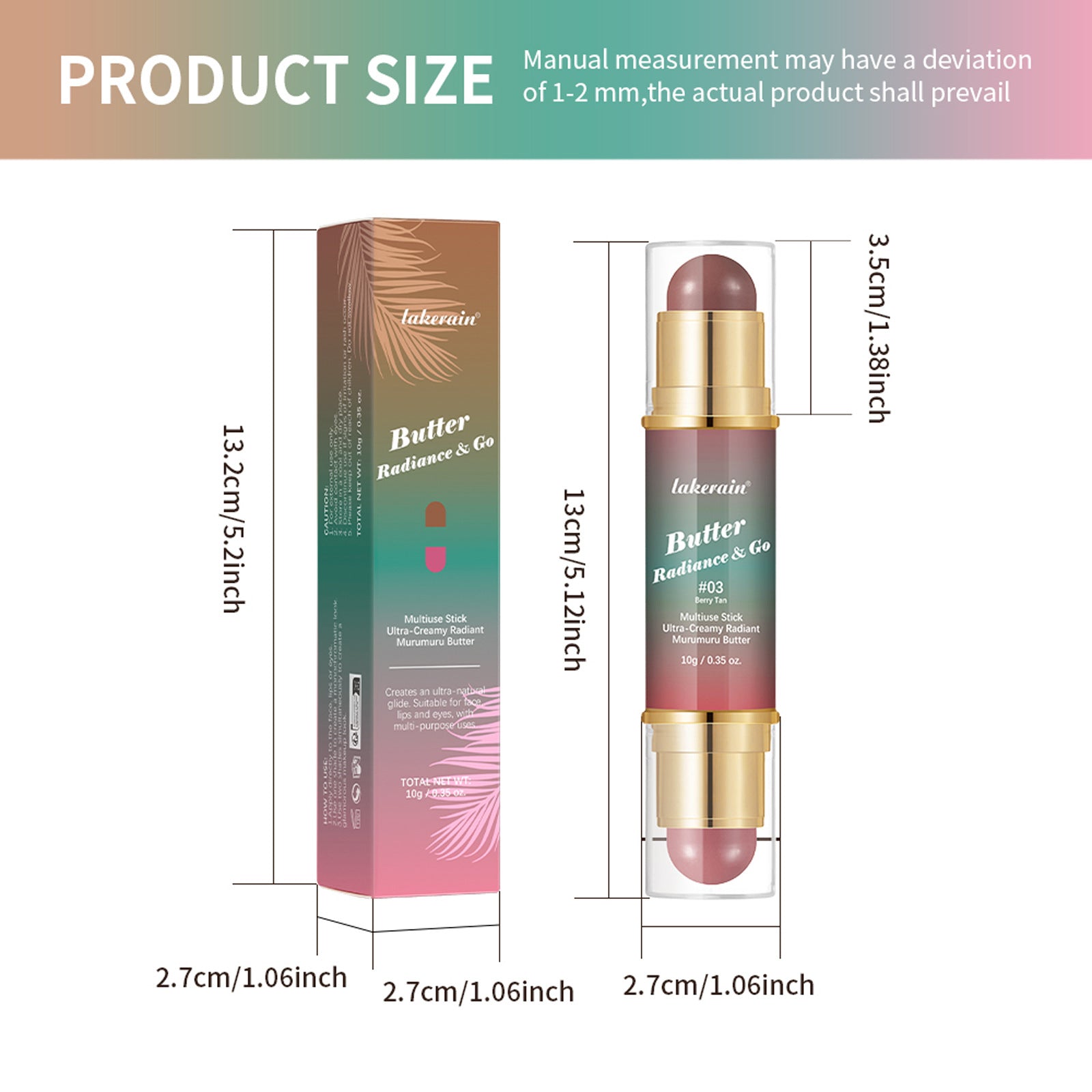 Lakerain Natural Nude Makeup Double-headed Three-dimensional Face Repair Blush Stick